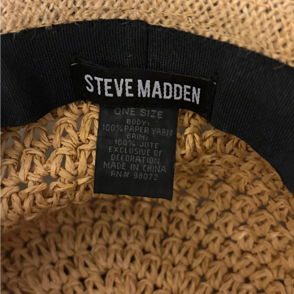 NWOT Steve Madden Straw Fedora Hat Tan Woven Hat with Black Band